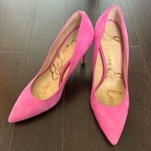 Sam Edelman Hazel Pointy Toe Pink Suede Pumps